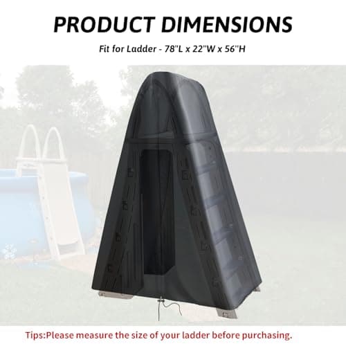 Fizentia Cover for Pool Ladder Above Ground,Outdoor Covers for Above Ground Pool' Ladder,Waterproof Pool-Ladders-Cover for Swimming Pool Ladders or Stairs,78''L x 22''W x 56''H,Black,(Only-Cover) - Thumbnail 2