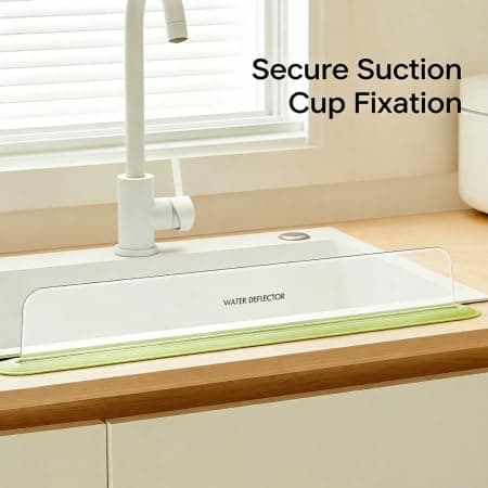 Kitchen Sink Splash Guard, Strong Suction Cup Design, Transparent PET Material, Tool-Free Installation, 19.8Inch(50.3cm) Length for Kitchen & Bathroom, Keeps Countertop Dry & Tidy - Thumbnail 6