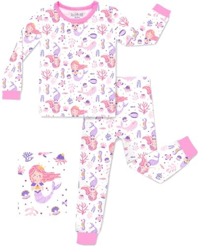 babee Reshinee Bamboo Viscose Toddler Girls Kids Pajama Sets 12-18M Snug fit Long-Sleeve Christmas Pjs 2pcs Jammies - Image 1