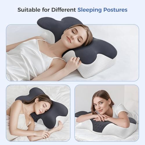 BNXIANG Cervical Neck Pillow for Neck Pain Relief,Memory Foam Neck Pillow for Sleeping,Orthopedic Neck Support Pillow for Back Stomach Sleepers,Ergonomic Pillow with Pillow Covers - Thumbnail 5