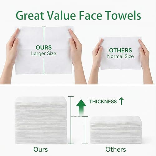 Vinda Clean Face Towels, Disposable, XL Facial Towels, 30 Count - Thick 100% Rayon Fabric Dry Wipes for Sensitive Skin & Makeup Removal - Thumbnail 4