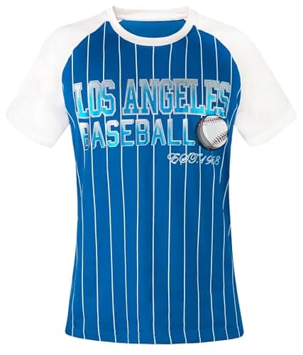 Simapak Mens Baseball Pinstripe Fans Athletic City Raglan T-Shirts - Royal Blue & White (Size:XL) - Image 1