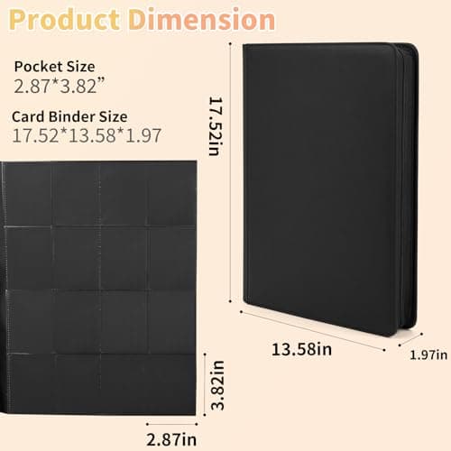 Premium 1000+ Pockets Trading Card Binder, 16-Pocket Ringless Side-Loading Album for TCG, MTG, Lorcana, Sports & Standard-Size Cards (Black2) - Thumbnail 6