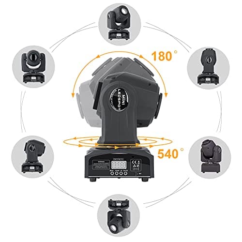 ZKYMZL 2 PCS 60W LED Moving Head DJ Lights - Professional Stage Lighting with 8 GOBOs & 8 Vivid Colors, Sound Activated, DMX512 Control - Perfect dj Lights for Parties, Weddings & More Events... - Thumbnail 4