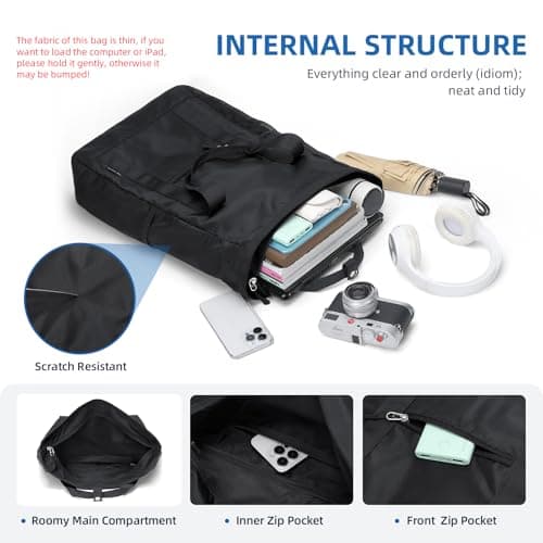 GOLF QUALITY Foldable Convertible Tote Backpack Lightweight Versatile Nylon Daypack for Women Men Work Leisure Travel,Black - Thumbnail 4