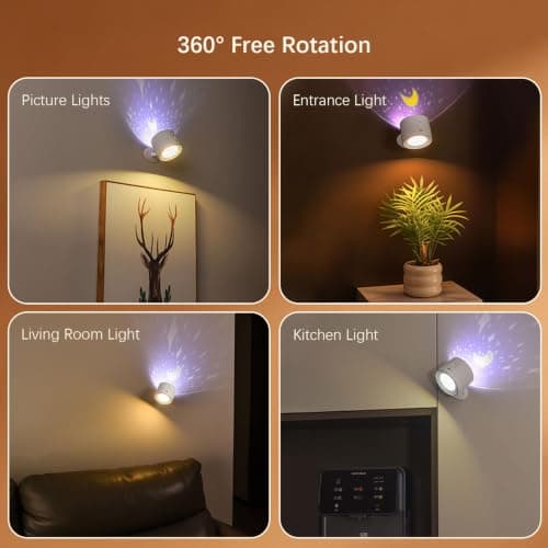LED Reading Light with Remote Control, 3 Color Temps & Stepless Dimming Night Lights, 360 Magnetic Rotation, USB Rechargeable Projection Lamp with Timer for Bedside Night Reading Kids Room Decor - Thumbnail 2