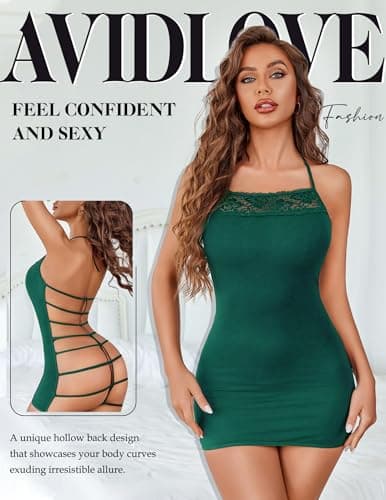 Avidlove Women Lingerie Sleeveless Nightgowns Slip Dress Bodycon Party Dresses Sexy Outfits Modal Nighty (Green,M) - Thumbnail 2