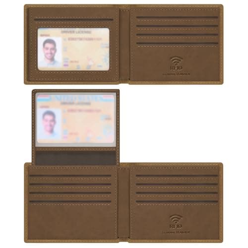Travelambo Genuine Leather Wallet for Men with Gift Box - Handmade Bifold Stylish - Mens Wallets Rfid Blocking with 2 ID Windows - Image 1