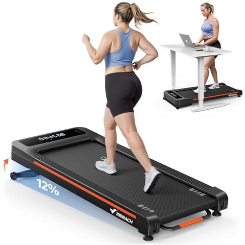 MERACH Walking Pad with Incline 12% Auto Treadmill for Home, 400lbs Capacity 3.5HP Super Quiet Brushless Walking Pads Under Desk, 16.5"x41.3" Mat Walk Pad with Remote & LED W50 Walking OAD