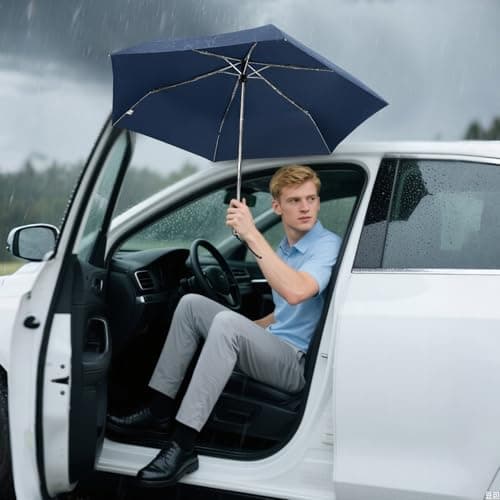 Lejorain Mini Compact Flat Umbrella - Auto Open Close Collapsible Portable Umbrellas Wind Resistant Small Umbrella for Travel Size - Thumbnail 2
