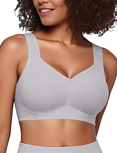 Easybunny Jelly Bras for Women Plus Size Minimizer No Underwire Supportive Full Coverage Wider Straps Seamless Tshirt Bra Light Purple 2XL - Image 1