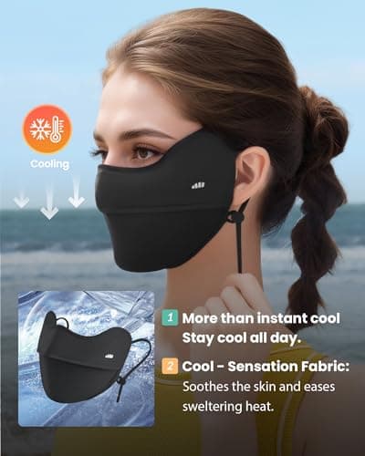BENEUNDER UV Sun Protection Face Cover UPF50+ Breathable Cooling Neck Gaiter Scarf for Summer Outdoor Activities Reusable - Thumbnail 4