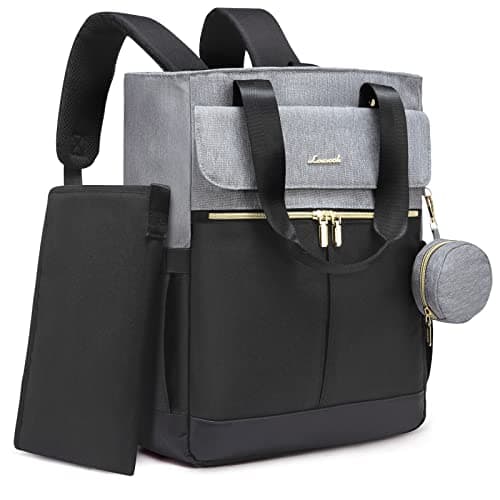 LOVEVOOK Diaper Bag Backpack,Diaper Tote Bag with Insulated Pockets,Bag with Changing Pad,Large Bag with Pacifier Case,15.6 Inch Anti-Theft Laptop Backpack for Women,Black-Gray