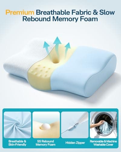 ALLJOY Cervical Neck Pillow for Sleeping,Ergonomic Memory Foam Cervical Pillow for Neck Pain Relief, Orthopedic Bed Pillow for Side Back Stomach Sleepers,Birthday for Women Men - Thumbnail 4