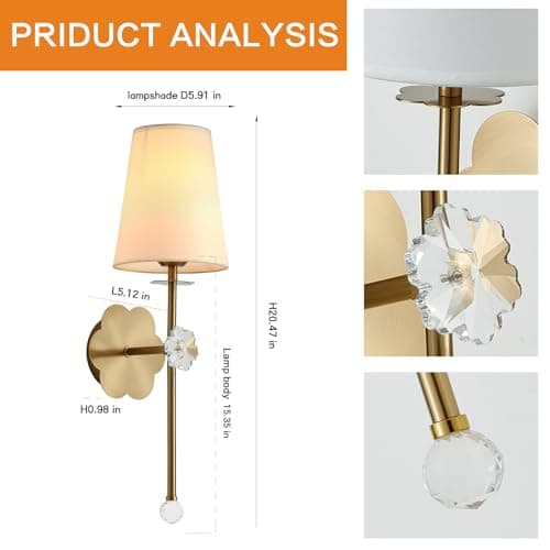 MHSNL Battery Operated Wall Sconces,Crystal Plum Blossom Decor Rechargeable Wall Lights with Detachable and Remote Cordless Wall Sconce Indoor for Bedroom Living Room Hallway Stairs Gold 1 Pack - Thumbnail 5