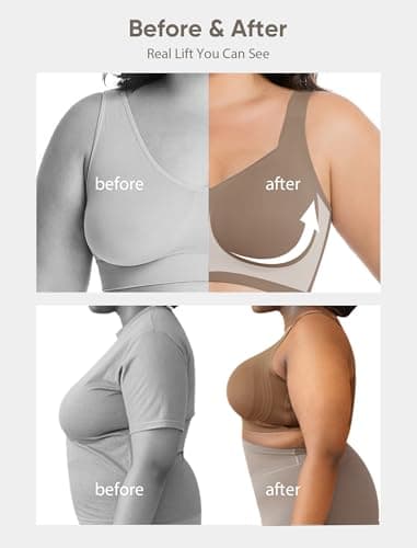 Easybunny Jelly Bras for Women Plus Size Minimizer No Underwire Supportive Full Coverage Wider Straps Seamless Tshirt Bra Coffee 4XL - Thumbnail 5