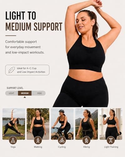 FANCMISTERY Plus Size Sports Bra for Women Racerback Wireless Padded Bra with Ventilated Mesh and Anti-Slip Design for Yoga,Cycling,Jogging and Workout (US, Alpha, 3X-Large, Plus, Regular, Black) - Thumbnail 3