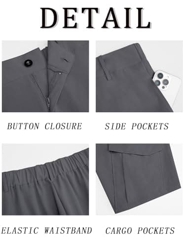 Runcati Mens 9" Golf Shorts Quick Dry Stretch Lightweight Elastic Waist Work Hiking Summer Dress Shorts with 4 Pockets Dark Grey - Thumbnail 5