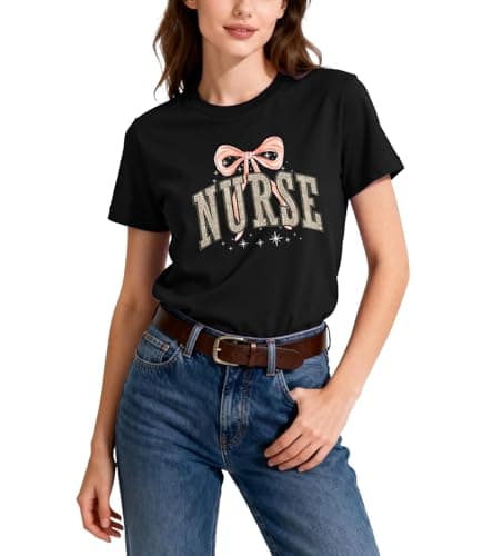 Nurse Shirt for Women - Cute Leopard Bow Nurse Life T-Shirt, Short Sleeve Appreciation Gift for Nurse Week, Nurses Day 2026 - Thumbnail 2