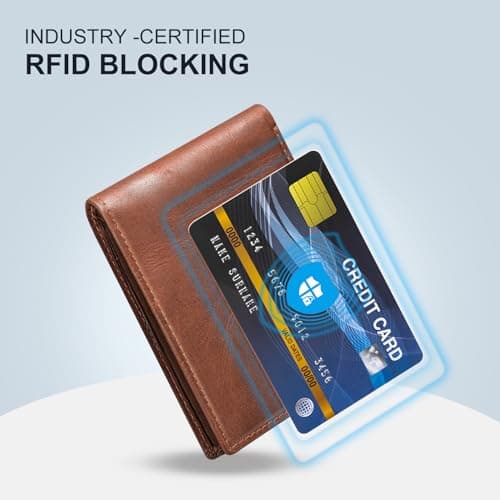 GSOIAX Top Genuine Grain Leather Premium Crazy Horse Wallet for Men-Handcrafted Vintage RFID Blocking Bifold 11 Card Slots 2 ID Windows & 2 Cash Pockets Gift Box Packaging for Him(Brown) - Thumbnail 4