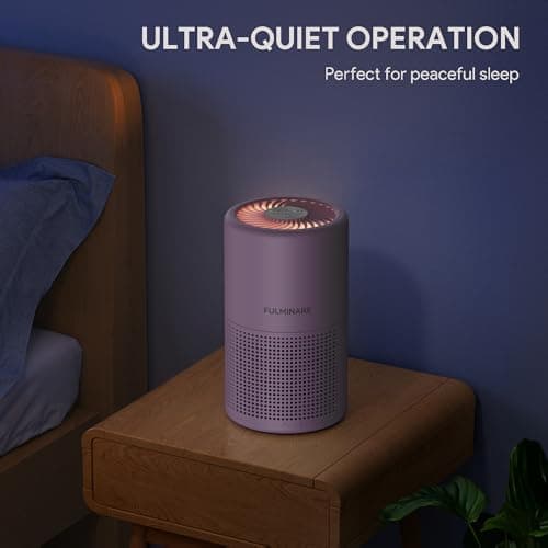 FULMINARE Air Purifiers for Home Bedroom H13 HEPA Air Purifier, 3 Speeds, Timer, 24dB, Small Mini Air Purifier with Night Light, Purple - Thumbnail 5