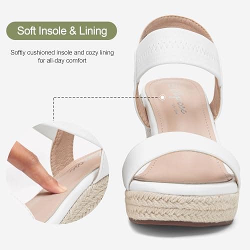 Vepose Women's White Pu Wedge Sandals Platform Espadrilles Open Toe Ankle Strap Comfortable Dressy Summer Shoes for Daily Travel Casual 881 Size 7 (CJY881 whitepu 07) - Thumbnail 5