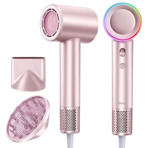 High-Speed Hair Dryer, 160,000 RPM Brushless Motor for Ultra-Fast Drying, 500M Ionic Negative for Frizz Reduce, Low Noise Thermo-Control Blow Dryer with Diffuser for Curly Hair Women and Men,Rose Gold - Image 1