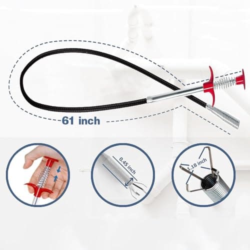 Ehigta 61 inch Drain Snake Flexible Grabber Claw – Toilet Snake Drain Claw for Clog Remover & Pick Up Small Items - Thumbnail 3