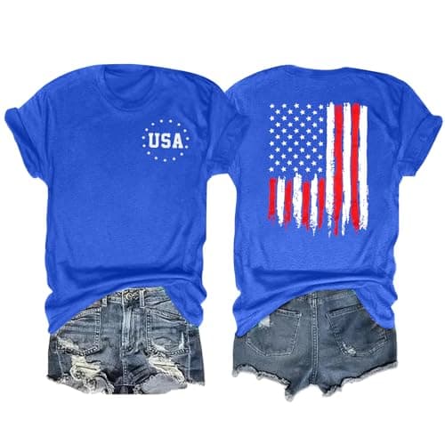 American Flag Shirts for Women: 4th of July T-Shirt 250 Anniversary USA Shirt Patriotic Short Sleeve Tops - Image 1