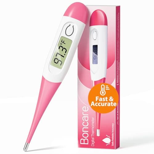 Boncare 10 Seconds Oral Thermometer for Adults and Kids - Accurate & Safe Rectal Thermometer for Baby with Fever Alarm, Digital Thermometer (Pink) - Image 1