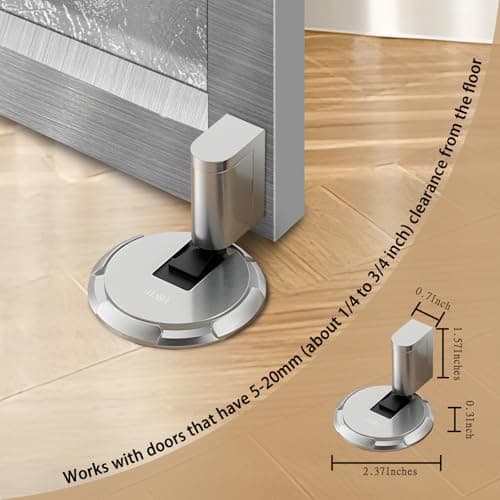 UBVIF No Magnetic Door Stopper, Adjustable, Mechanical Doorstop, Windproof Door Stop for Indoor, No Nails/Screws Needed,Heavy Duty Door Holder,Keep Door Open (1, Matte Brushed Nickel) - Thumbnail 2