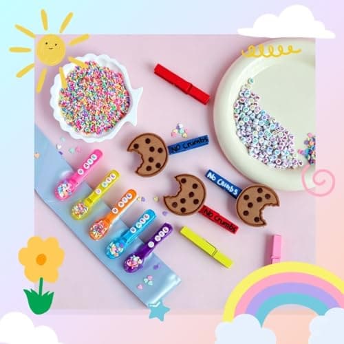 Cheer Pins Spirit Clip U ATE Kit 60 Colored Wooden Clothes 50 Spoons Cookies 250 U ATE Beads Polymer Sprinkles Pens and Disposable Tablecloth Cheer Pin Decor for Cheerleading Backpack Ribbon Gift Bulk - Thumbnail 4
