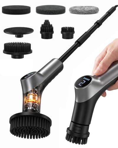 Electric Spin Scrubber,Cordless Power Shower Scrubber with 6 Replaceable Brush Heads,120 Mins Runtime Cleaning Brush with Adjustable Extension Arm for Bathroom,Tub,Tile,Floor - Image 1