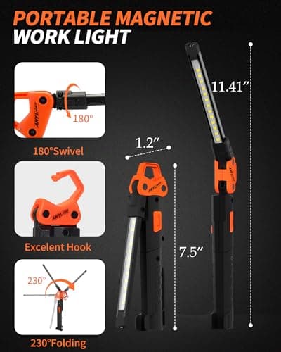 Anylight Led Work Light,400LM Foldable Mechanic Light, Rechargeable Flashlight with 5 Modes, 230° Rotate and Hook Magnetic Light for Car Repair, Camping, Grill（1 Pack Upgrade） - Thumbnail 3