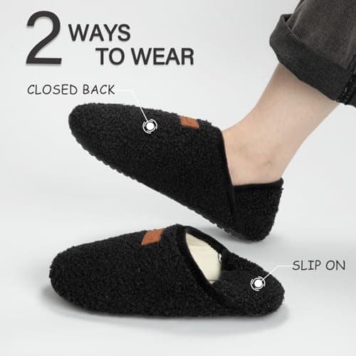 ATHMILE House Slippers for Women Men Indoor Barefoot Slippers Socks Furry Slip on House Shoes Cozy Comfy for Home Bedroom Travel Yoga Women 9-10 Black - Thumbnail 3