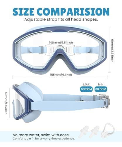 NSSIW Swim Goggles Swimming Kids-Goggles: Anti Fog No Leak with Nose Clip Earplugs for Girls Boys Youth 6-14 3 Pack - Thumbnail 4