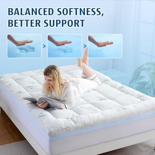DOWNCOOL Dual Layer 4 Inch Memory Foam Mattress Topper Twin – 2 Inch Gel Memory Foam & 2 Inch Pillow Top Mattress Pad, Soft & Breathable Viscose Made from Bamboo, for Back Pain Relief - Thumbnail 6