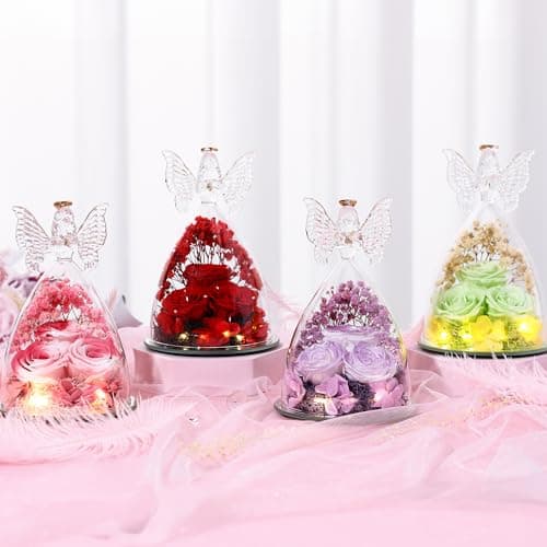 Tiaronics Mothers Day Rose Gifts for Women Preserved Flowers in Glass Angel Forever Flowers Gifts Eternal Roses Gifts for Grandma, Green - Thumbnail 6