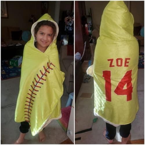 ROSLILY Personalized Baseball Hooded Blanket Game Day Custom Hooded Fleece Blanket with Name Softball Wearable Blanket University Team Blanket Gift for Sports Fans Kids Adult Graduation Christmas - Thumbnail 3