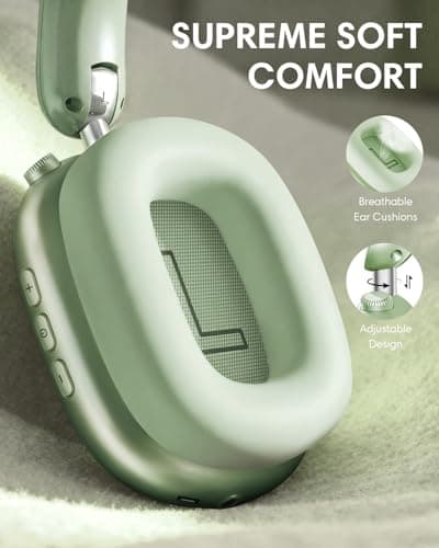 Wentronic Y02 Active Noise Cancelling Headphones, Wireless Over-Ear Bluetooth 5.4 Headphones, Multiple Modes, 60H Playtime, Hi-Res Audio, Big Bass, Foldable Lightweight for Travel Home Office, Green - Thumbnail 6