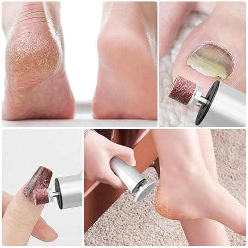 Rechargeable Electric Foot Callus Remover Pedicure Tools for Feet Electric Callus Remover for Feet,Electric Foot File,Heel Scraper for Cracked Heels,Calloused Feet Remover Tool (Silver) - Thumbnail 6
