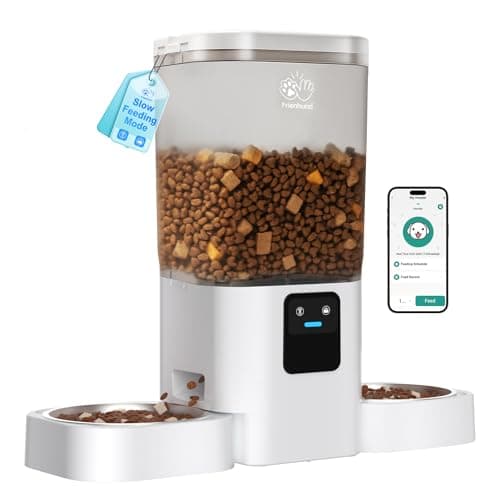 Frienhund 5G WiFi Automatic Cat Feeder 2 Cats: Dual Automatic Dog Feeder with APP Control, Cat Food Dispenser for Multiple Pets, Detachable for Easy Clean, 7L Large Food Storage -29 Cup (ACF190W-C) - Image 1