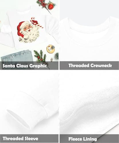LETSEE Merry Christmas Sweatshirt for Women Crewneck Graphic Loose Fit Casual Pullover Shirts Xmas Gifts Holiday Tops, A-White, X-Large - Thumbnail 5