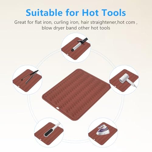 Quccefods Heat Resistant Mat Oversize Curling Iron Mat Silicone Hot Hair Tools Mat for Hair Straightener,Flat Irons,Hair Styling Tools Countertop protection Portable Travel Mat 14.2" x 11" - Thumbnail 4