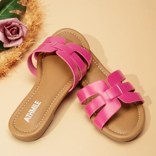ATHMILE Sandals for Women 2026 Vacation Womens Sandals Dressy Summer Flats Sandals Women Slides for Party Wedding Beach - Thumbnail 5