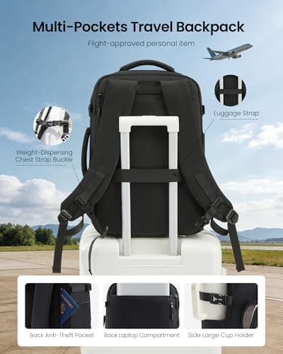 LOVEVOOK 40L Carry on Backpack, Large 17 Inch Travel Backpack for Women Men, Personal Item Bag Airline Approved with 3 Packing Cubes, Hiking Backpack Waterproof Weekender Essentials Casual Daypack - Thumbnail 6