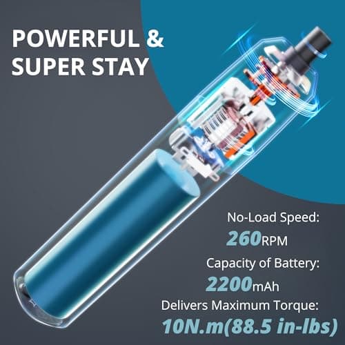 Tilswall 4V Electric Screwdriver Cordless, 10N.m High Torque /260 RPM, Cordless Screwdriver with 4-Level Control, 2200mAh USB-C Fast Charging, 25pc S2 Steel Bits for DIY and Home Repairs (Blue) -W122 - Thumbnail 2