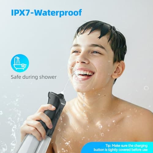 VCIT OrthoWave Water Flosser for Teeth, 350ML Portable Cordless Oral Irrigator, IPX7 Waterproof, 4 Modes & 6 Jet Tips, FDA Cleared, 1400-2000 PPM Pulse, for Braces, Sensitive Gums & Travel - Thumbnail 5
