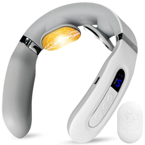 Richie House Heated Neck Massager for Pain Relief - Deep Tissue Shiatsu Massage, Cordless Portable Device for Stiff Neck & Shoulders, Ideal Gift for Him & Her