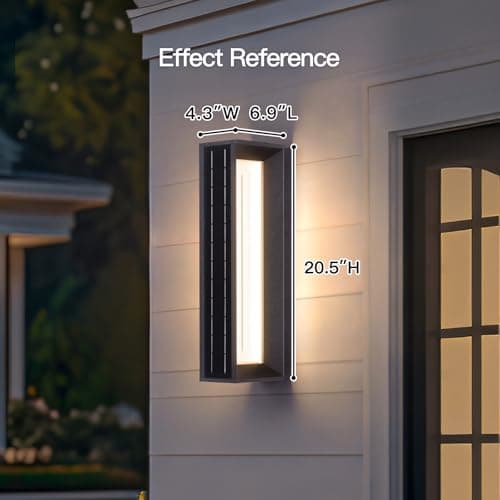 MVBT 20.5" Solar Wall Lights Outdoor Waterproof, 1 Pack Solar Wall Sconces Lights Outdoor, 3000K LED Modern Porch Light, Front Door Light Fixture Dusk to Dawn, Large Exterior Garage Light for House - Thumbnail 2